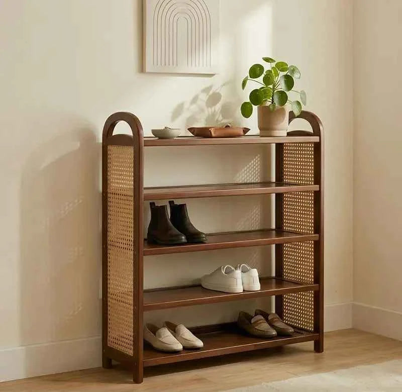 Boho Rattan Freestanding Shoe Rack
