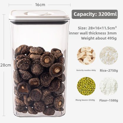 Leocean Home 6-Piece Airtight Food Storage Containers Set - Square Kitchen Pantry Organization Canisters with Twist-On Lids (3 Colors)