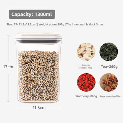 Leocean Home 6-Piece Airtight Food Storage Containers Set - Square Kitchen Pantry Organization Canisters with Twist-On Lids (3 Colors)