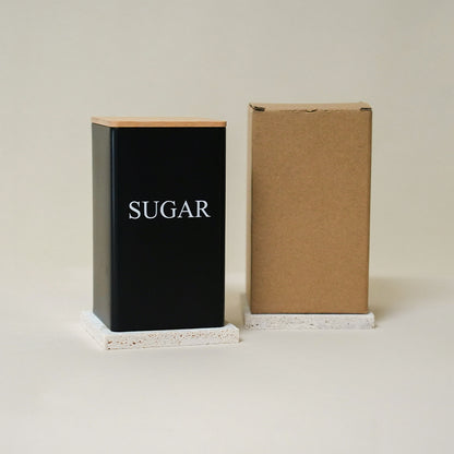 Leocean Home Bamboo Cover Iron Box Suger Coffee Tea Tinplate Storage Box Simple Creative Storage Box