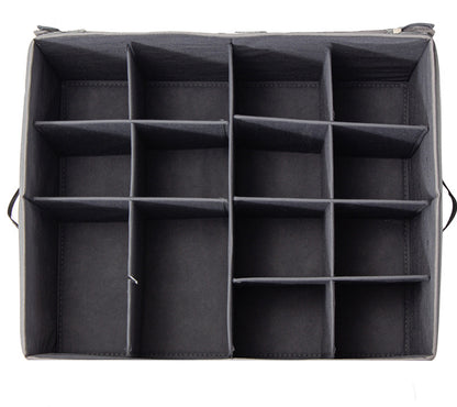 Foldable Fabric Shoe Storage Box with Zipper & Clear Lid