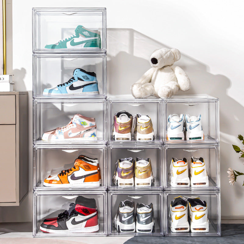 Leocean Home Modular Shoe Box: Fully Stackable, Interlocking, and Crystal Clear Dust-Proof Storage