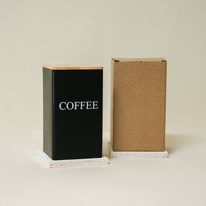 Leocean Home Bamboo Cover Iron Box Suger Coffee Tea Tinplate Storage Box Simple Creative Storage Box