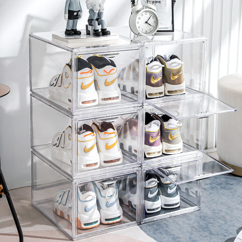 Leocean Home Modular Shoe Box: Fully Stackable, Interlocking, and Crystal Clear Dust-Proof Storage