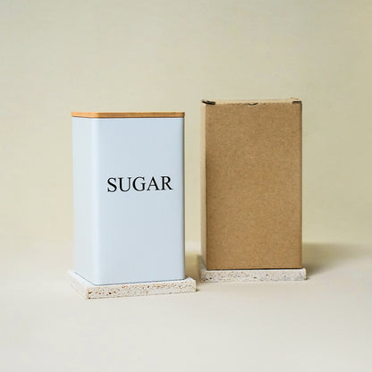 Leocean Home Bamboo Cover Iron Box Suger Coffee Tea Tinplate Storage Box Simple Creative Storage Box