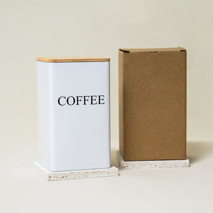 Leocean Home Bamboo Cover Iron Box Suger Coffee Tea Tinplate Storage Box Simple Creative Storage Box