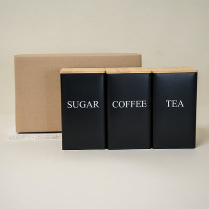 Leocean Home Bamboo Cover Iron Box Suger Coffee Tea Tinplate Storage Box Simple Creative Storage Box