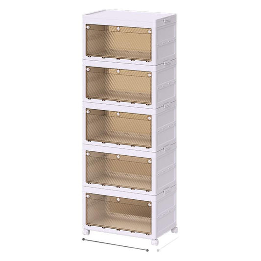 Leocean Home Multi-Layer Extra Large Storage Cabinet, Multifunctional Foldable Storage Box with Wheels and Doors