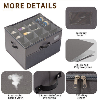 Foldable Fabric Shoe Storage Box with Zipper & Clear Lid
