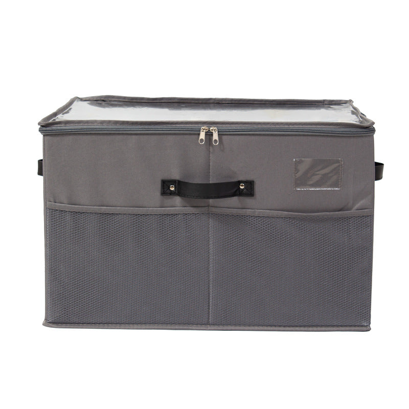 Foldable Fabric Shoe Storage Box with Zipper & Clear Lid