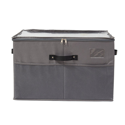 Foldable Fabric Shoe Storage Box with Zipper & Clear Lid