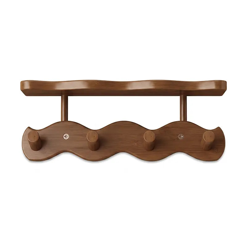 Welcome Home Mid-Century Wooden Wall Mounted Coat Rack with Shelf