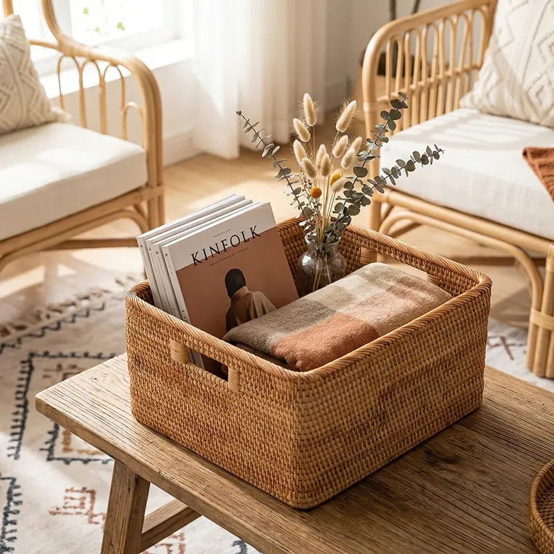 Breathe Boho Rattan Storage Basket