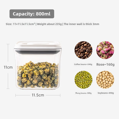 Leocean Home 6-Piece Airtight Food Storage Containers Set - Square Kitchen Pantry Organization Canisters with Twist-On Lids (3 Colors)