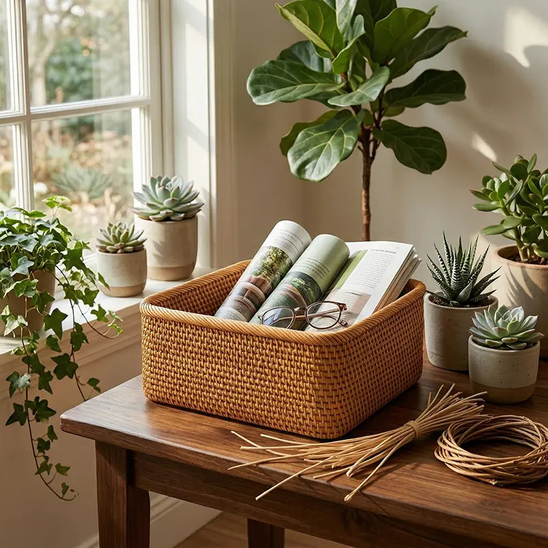 Earth Japandi Tabletop Storage Basket