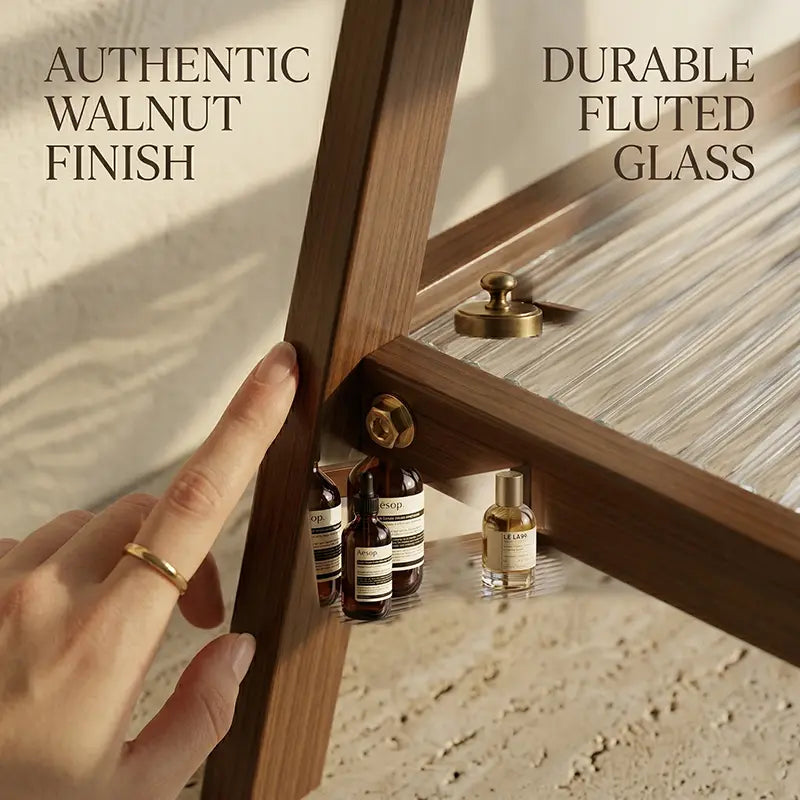 Vintage Style Fluted Glass Display Shelf