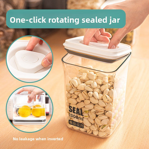 Leocean Home 6-Piece Airtight Food Storage Containers Set - Square Kitchen Pantry Organization Canisters with Twist-On Lids (3 Colors)