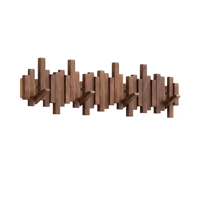 Walnut piano key coat rack with 10 keys, walnut finish