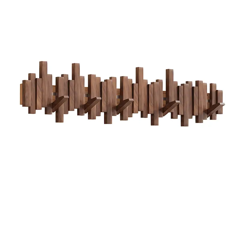 Walnut piano key coat rack with 12 keys, walnut finish