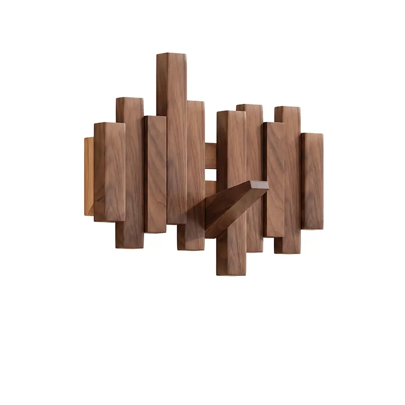 Walnut piano key coat rack with 3 keys, walnut finish