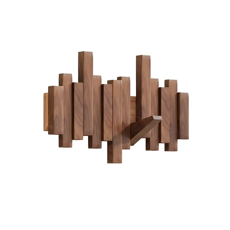 Walnut piano key coat rack with 4 keys, walnut finish