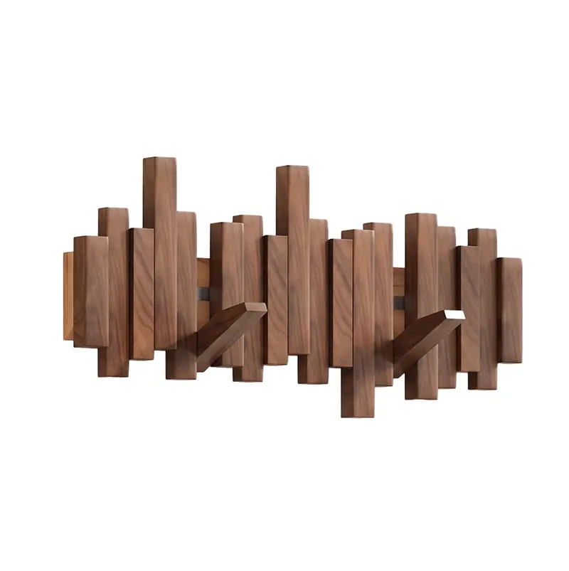 Walnut piano key coat rack with 6 keys, walnut finish