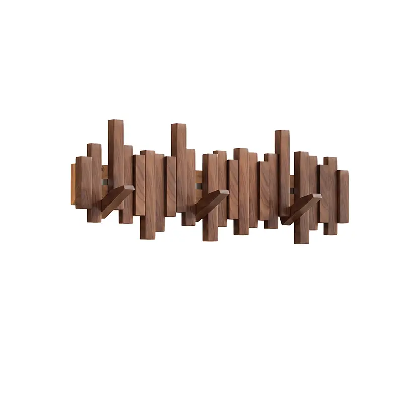 Walnut piano key coat rack with 8 keys, walnut finish