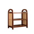 Boho Wooden Freestanding Rattan Shoe Rack